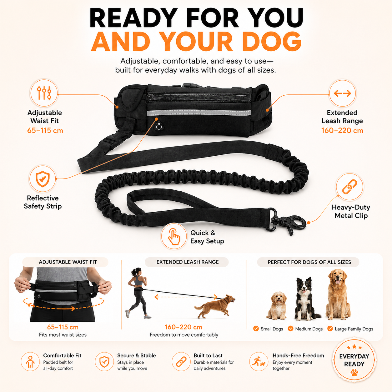 Hands-Free Dog Walking Leash Belt