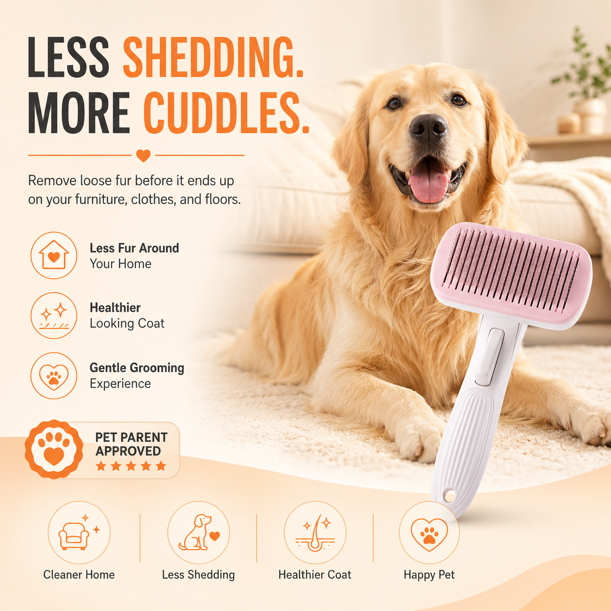 Less-Shedding Self-Cleaning Pet Brush