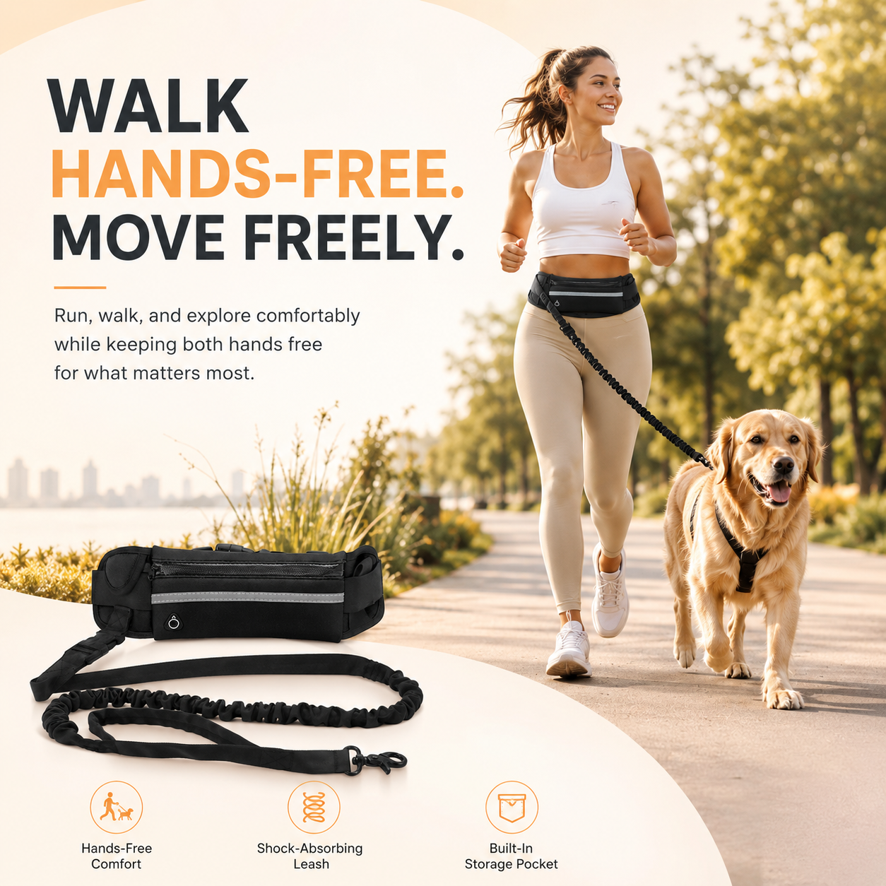 Hands-Free Dog Walking Leash Belt