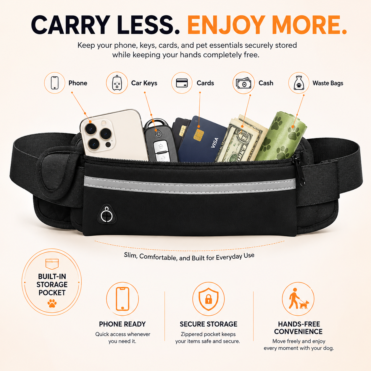 Hands-Free Dog Walking Leash Belt